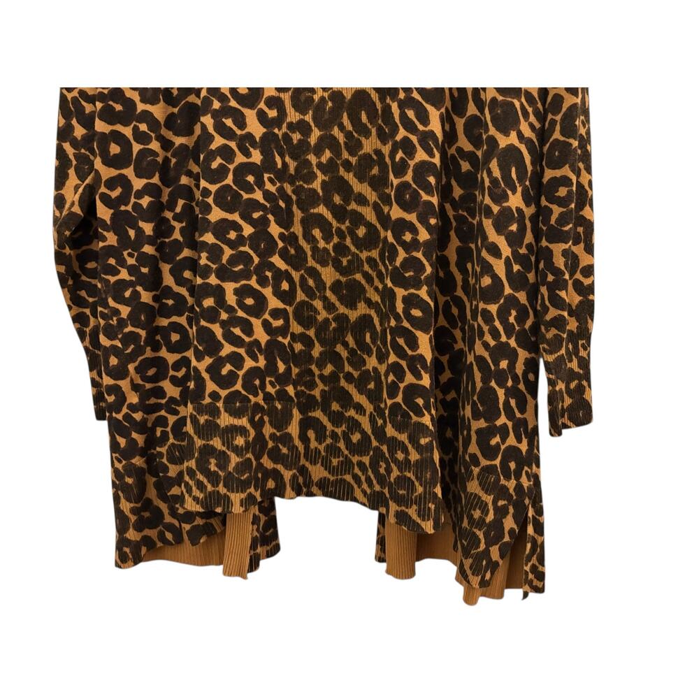Leopard Print Cardigan Sweater Terra & Sky 2XL Light Tight Knit Long Sleeve - Picture 5 of 11